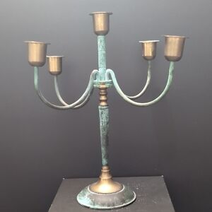 VGT,Mixed Metal Five Arm Candelabra.